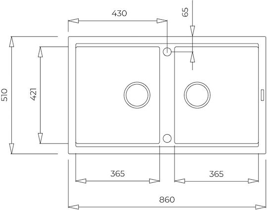 Teka Tegranite Nova 90 B-TG 2B Ένθετος από Συνθετικό Γρανίτη Μ86xΠ51cm
