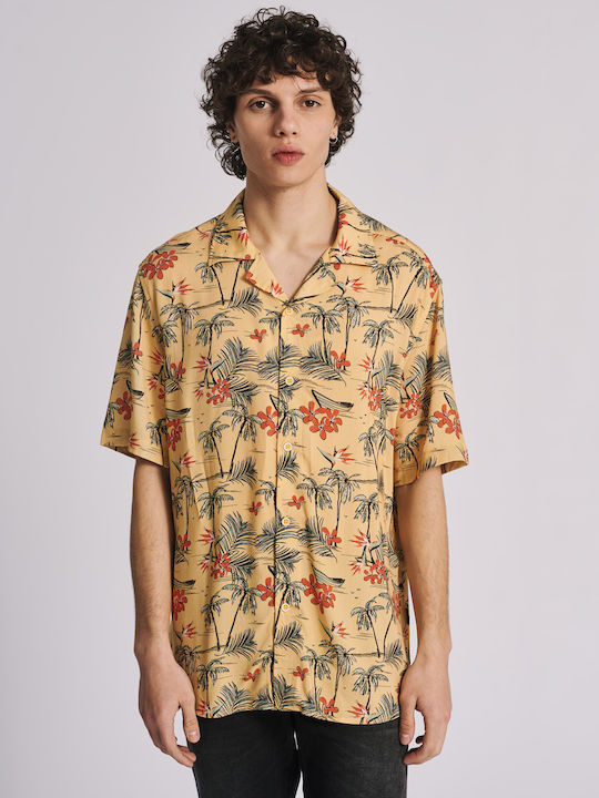 Staff Elvis Men's Shirt Short Sleeve Floral Yellow