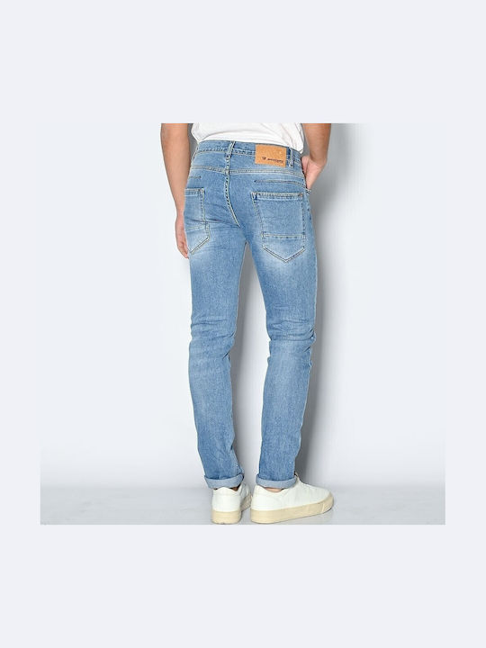 Men's Elastic Jeans Pants with Regular Fit Blue