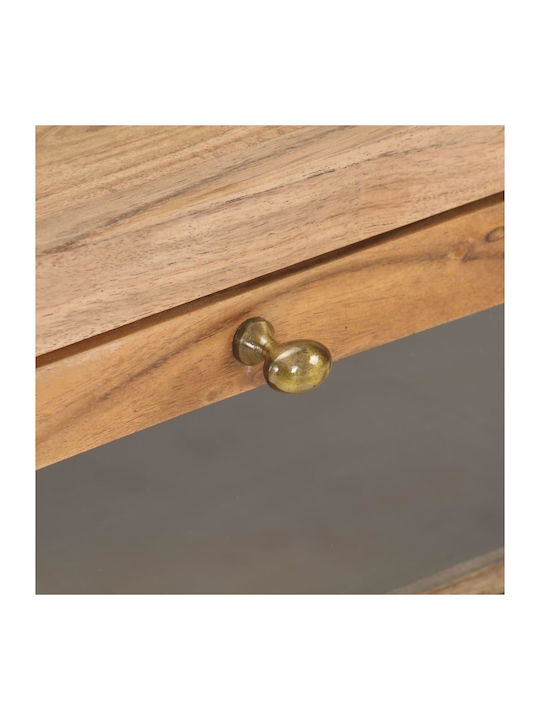 Central Rectangular Coffee Table from Solid Wood with Drawers Beige M90xW60xH40cm