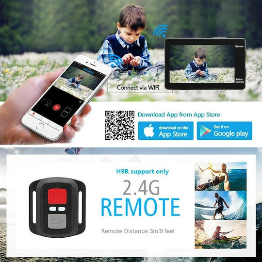 Clever V3 Action Camera 4K Ultra HD Underwater (with Case) and Wi-Fi Black