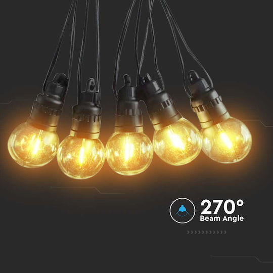 V-TAC Κρεμαστό Ηλιακό Φωτιστικό Γιρλάντα 0.5W 300lm με Θερμό Λευκό Φως 3000K IP44