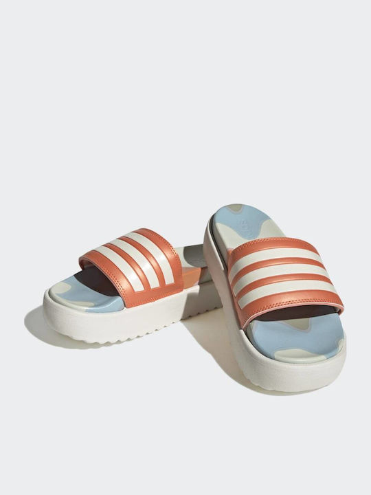 Adilette Women's Platform Slides Cloud White / Semi Coral