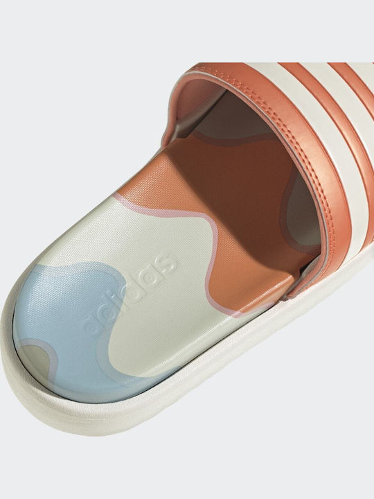 Adilette Women's Platform Slides Cloud White / Semi Coral