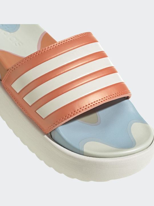 Adilette Women's Platform Slides Cloud White / Semi Coral