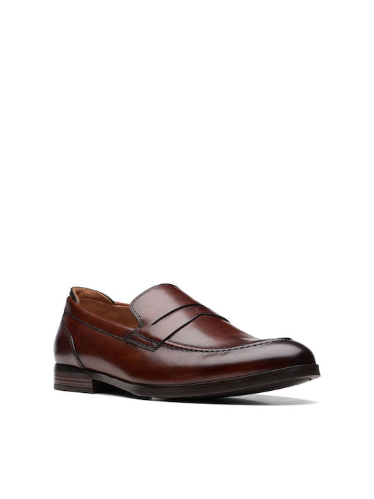 Clarks Bradish Ease Δερμάτινα Ανδρικά Loafers σε Καφέ Χρώμα