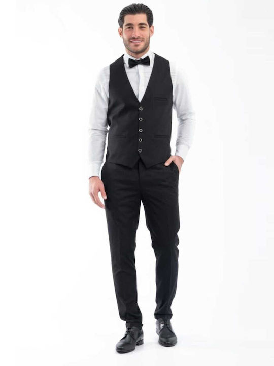 Vittorio Artist Men's Suit with Vest Black