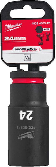 Milwaukee Socket Pneumatic Hex Long with Square Drive 1/2" Diameter 24mm