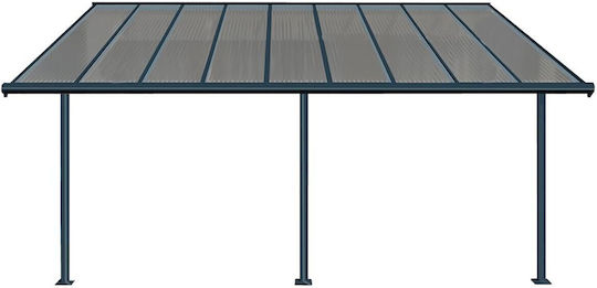 Pergolă De Grădină Din Metal Cu Tavan Gri 300x300x230cm