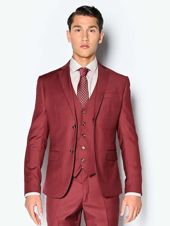 Men's Summer Suit Slim Fit Burgundy