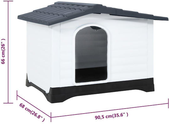 vidaXL Dog House Plastic Outdoor Gray 90.5x68x66cm