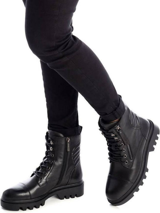 Carmela Footwear Women's Leather Combat Boots Black