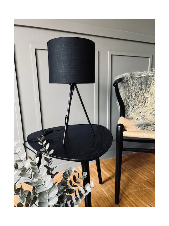 H&S H&S Wood Table Lamp for Socket E14 with Black Shade and Base