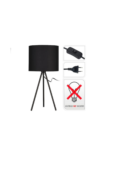 H&S H&S Wood Table Lamp for Socket E14 with Black Shade and Base