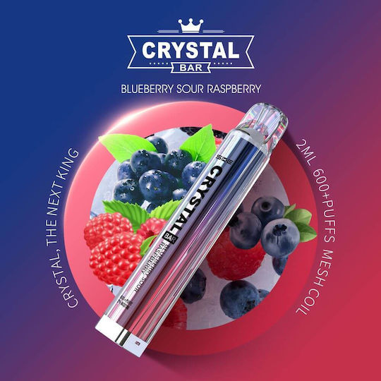 Crystal Vape SKE Електронна Еднократна Цигара 600 Вдишвания Blueberry Raspberry 2ml 20mg Розова