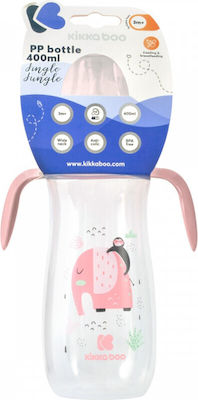 Kikka Boo Plastic Bottle Jingle Jungle Anti-Colic with Silicone Nipple for 3+ months Pink 400ml 1pcs