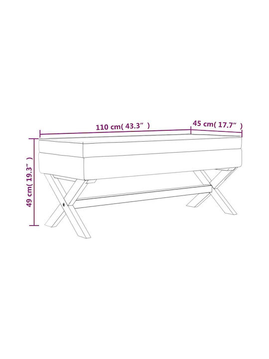 vidaXL Bankhocker mit Stauraum Stoff Dunkelgrau 110x45x49cm