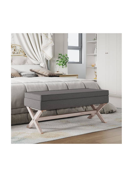 Stool Bench Stool With Storage Space Upholstered with Fabric Dark Grey 110x45x49cm