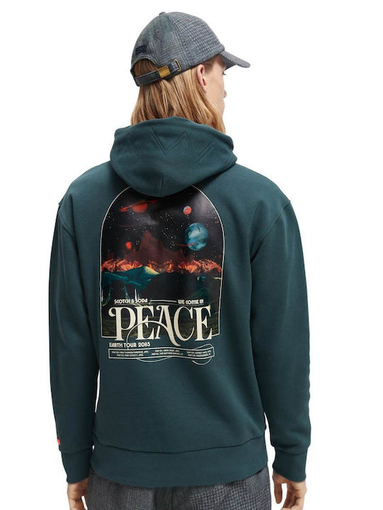 Scotch & Soda Men's Sweatshirt with Hood and Pockets Green