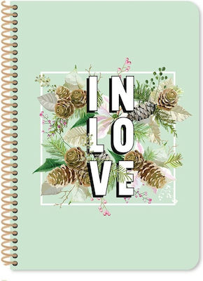 Must Spiral Notebook Ruled A4 120 Sheets 4 Subjects Blossom Love 1pcs (Μiscellaneous Designs/Colors)