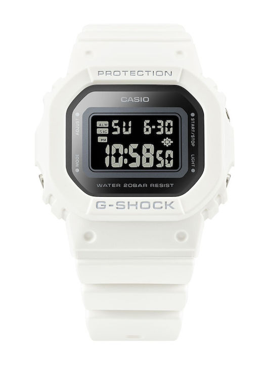 Casio G-Shock 5600 Women's Watch with White Rubber Strap