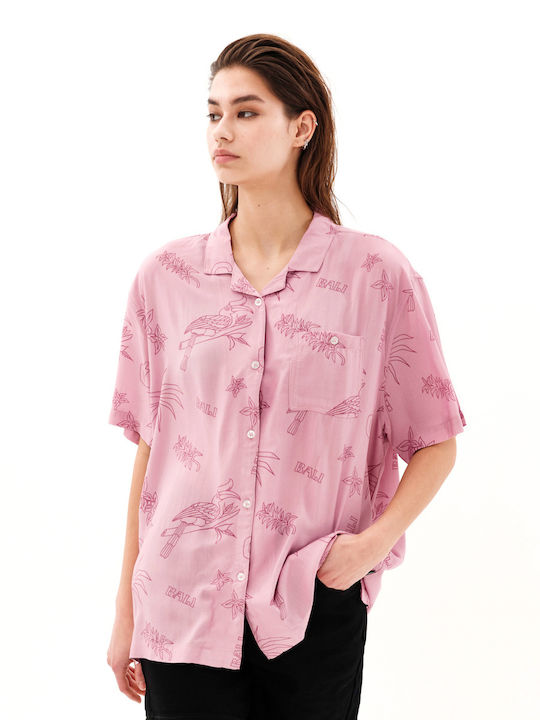 231.EW61.21 Kurzärmelig Damen Hemd Rosa Druck