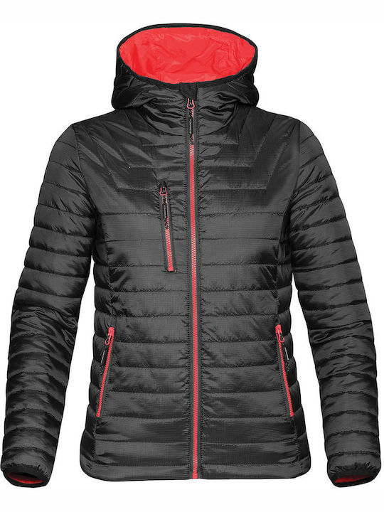 Stormtech Women's Short Sports Jacket Waterproof and Windproof for Winter with Hood Black/True Red