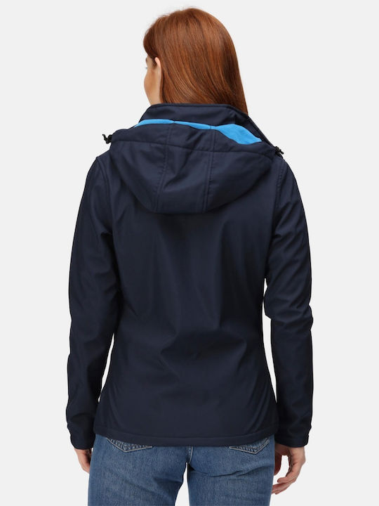 Regatta Women's Short Sports Softshell Jacket Waterproof and Windproof for Winter with Hood Navy/French Blue