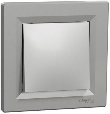 Schneider Electric Asfora Recessed Electrical Lighting Wall Switch no Frame Basic Aluminium