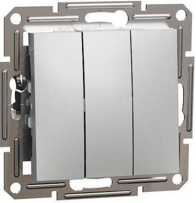 Schneider Electric Asfora Recessed Electrical Lighting Wall Switch no Frame Basic Silver