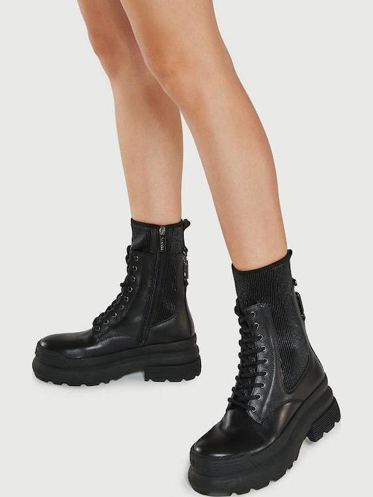 Amy 06 Leder Stiefeletten Damen Schwarz