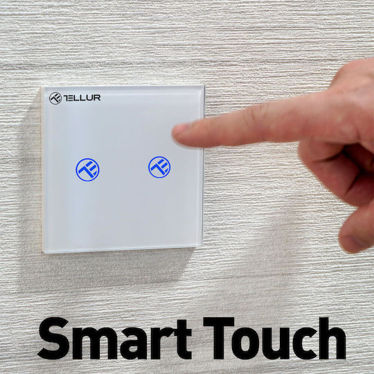Tellur Стенен Сензорен Стенен Прекъсвач Wi-Fi Двойна с Бял Рамка