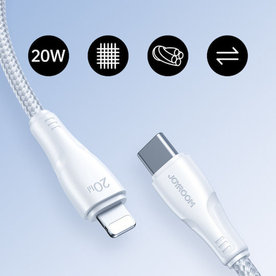 Joyroom Braided USB-C to Lightning Cable 20W White 0.25m