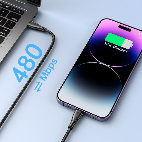Joyroom S-CL020A11 Braided USB-C to Lightning Cable 20W Μαύρο 0.25m