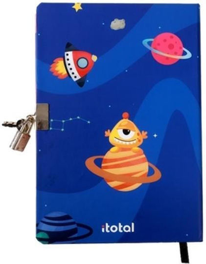 Total Gift Space Notebook 96 Sheets A5 with Padlock Blue