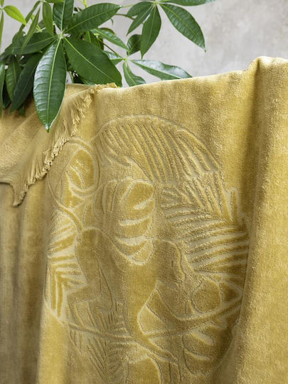 Nima Suntan Cotton Brown Beach Towel with Fringes 160x90cm