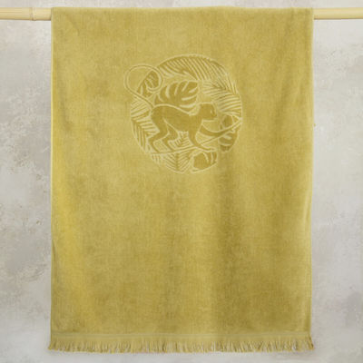 Nima Suntan Beach Towel Cotton Brown with Fringes 160x90cm.