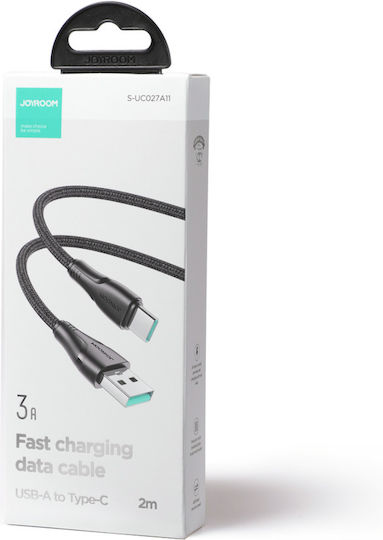 Joyroom S-UC027A11 Braided USB 2.0 Cablu USB-C bărbătesc - USB-A Negru 2m