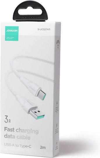 Joyroom S-UC027A9 Braided USB 2.0 Cable USB-C male - USB-A Λευκό 2m