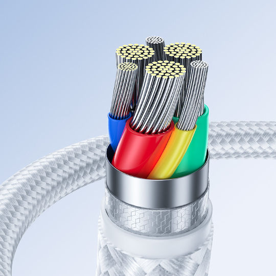 Joyroom S-UC027A11 Braided USB 2.0 Cable USB-C male - USB-A Λευκό 0.25m