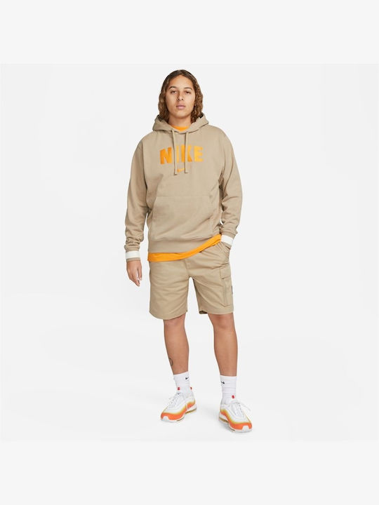 Nike Sportswear Club Herren Sweatshirt mit Kapuze und Taschen Beige