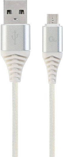 Cablexpert Braided USB 2.0 to micro USB Cable Ασημί 1m (CC-USB2B-AMmBM-1M-BW2)