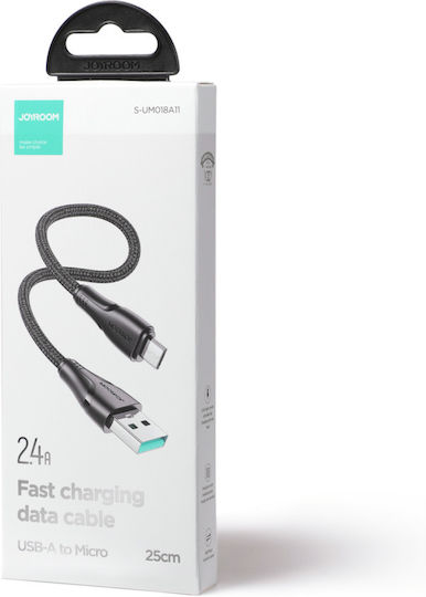 Joyroom S-UM018A11 Braided USB 2.0 to micro USB Cable Μαύρο 0.25m