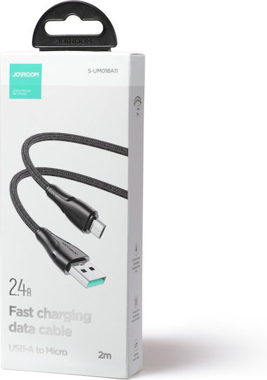 Joyroom S-UM018A11 Braided USB 2.0 to micro USB Cable Μαύρο 2m