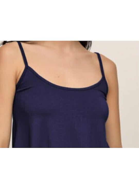 Women's Summer Cotton Top with Spaghetti Straps Navy Blue