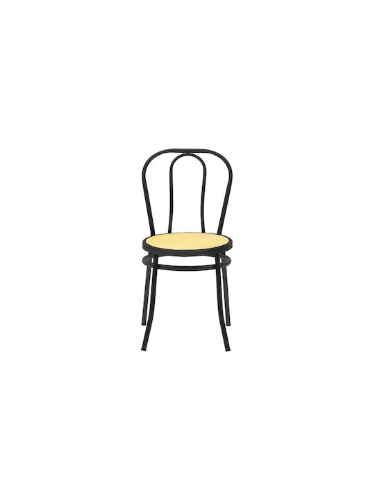 Wien Kitchen Metallic Chair Black / Beige 40x47x85cm
