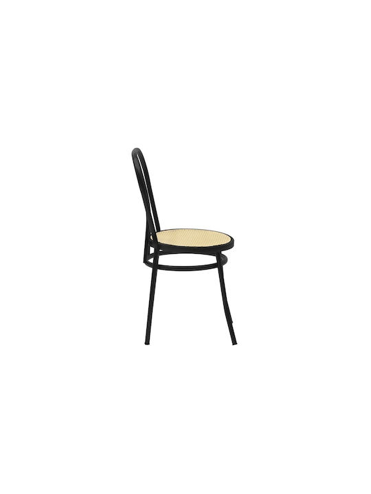 Wien Kitchen Metallic Chair Black / Beige 40x47x85cm