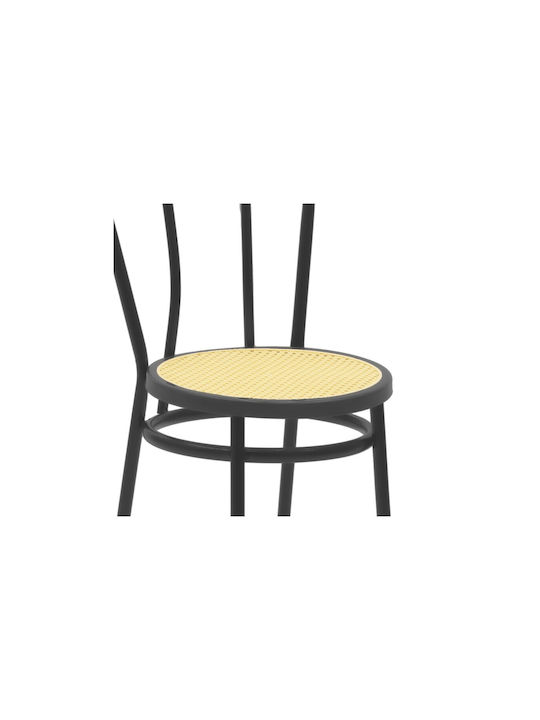 Wien Kitchen Metallic Chair Black / Beige 40x47x85cm