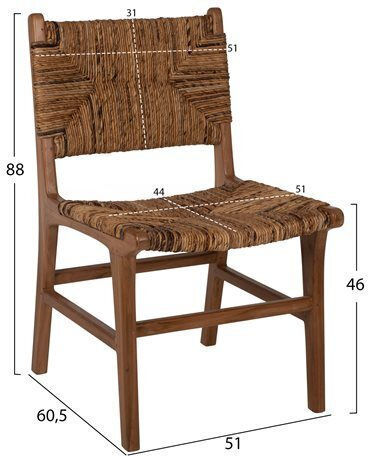 Dining Room Wooden Chair Natural 54x55x86cm