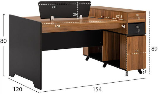 Ecke Büroschreibtisch Supreme 154x120x89cm Grey Honey Oak Ecke Büroschreibtisch Supreme 154x120x89cm Grey Honey Oak